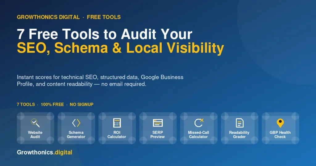 7 free marketing tools to audit SEO, schema markup, and local visibility for service businesses