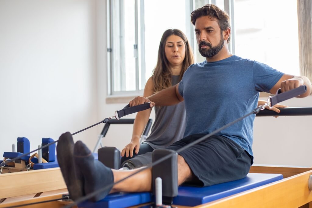 Physical therapist guiding a patient through rehab as part of physical therapy marketing services