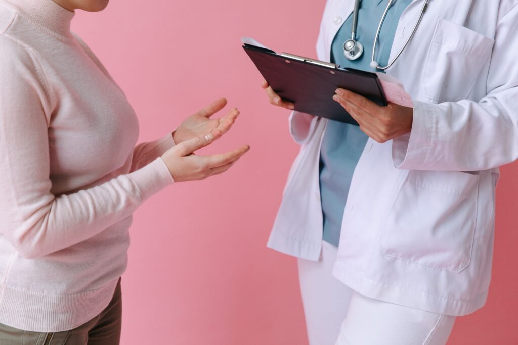 Plastic surgeon consulting with a patient as part of plastic and cosmetic surgery marketing services